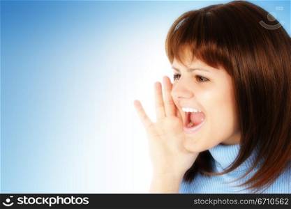 Young woman shouting