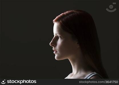 Young woman side view portrait