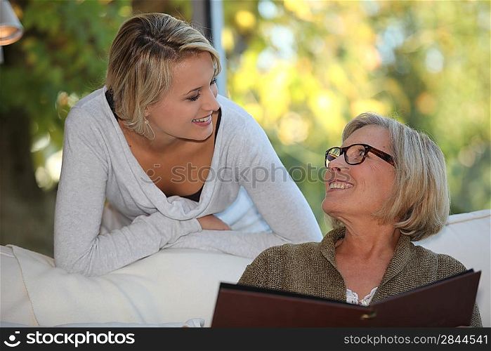 Young woman spending time with her grandmother