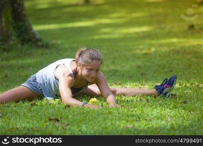 Young woman stretching before Fitness&#xA;