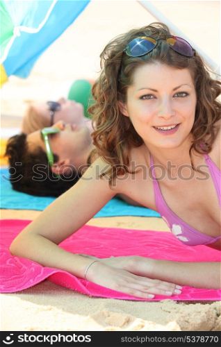 Young woman sunbathing