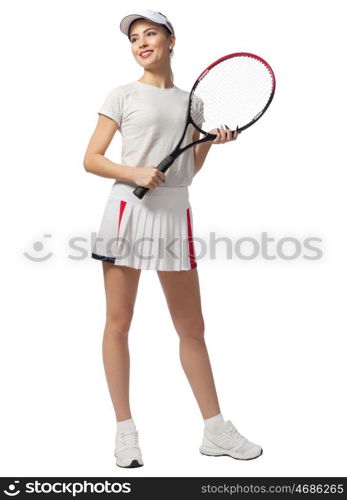 Young woman tennis player isolated