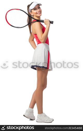 Young woman tennis player isolated