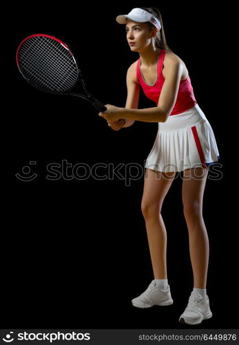 Young woman tennis player isolated