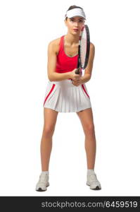 Young woman tennis player isolated