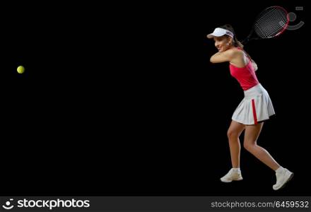 Young woman tennis player isolated (ver with ball)
