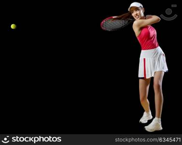 Young woman tennis player isolated (with ball ver)