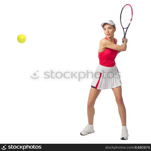 Young woman tennis player isolated (with ball ver). Woman tennis player isolated (with ball ver)