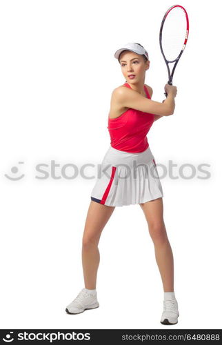 Young woman tennis player isolated (without ball ver). Woman tennis player isolated (without ball ver)