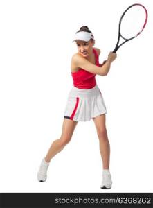 Young woman tennis player isolated (without ball version)
