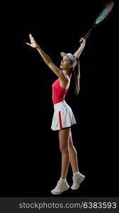 Young woman tennis player isolated (without ball version)