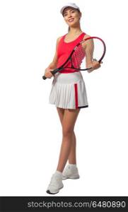 Young woman tennis player isolated. Young woman tennis player
