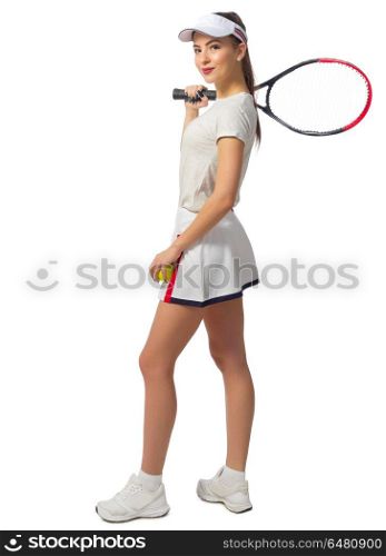 Young woman tennis player isolated. Young woman tennis player