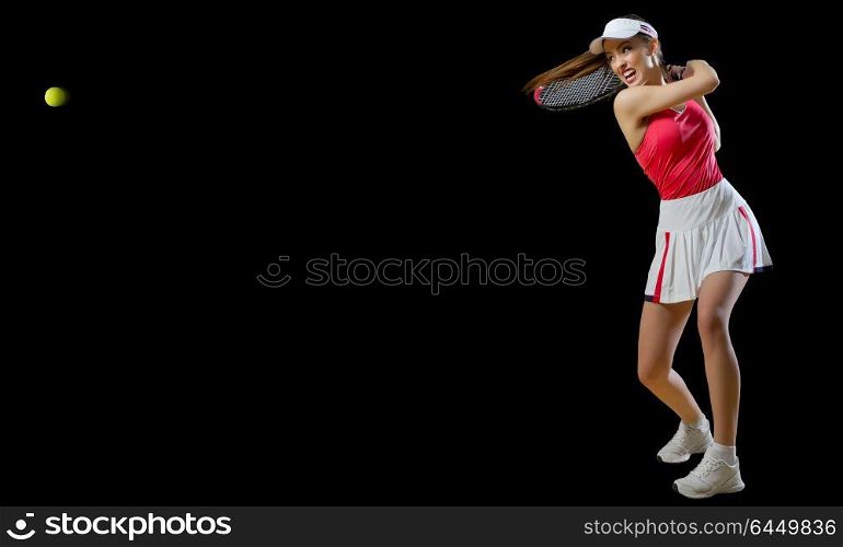 Young woman tennis player (with ball version)