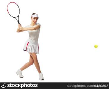 Young woman tennis player (with ball version). Woman tennis player (with ball version)