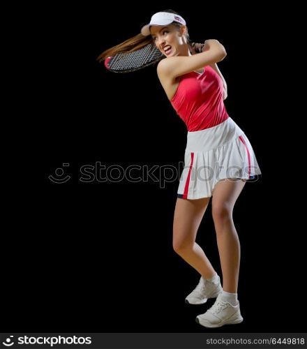 Young woman tennis player (without ball version)
