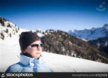 Young Woman Under The Sunlight In Italian Mountains