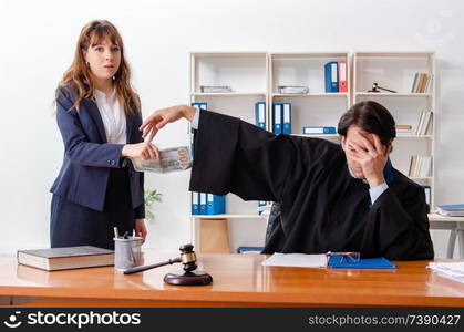 Young woman visiting male lawyer 