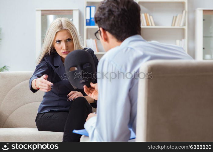 Young woman visiting psychiatrist man doctor for consultation