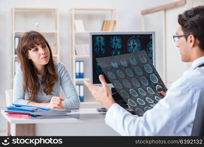 Young woman visiting radiologist for x-ray exam