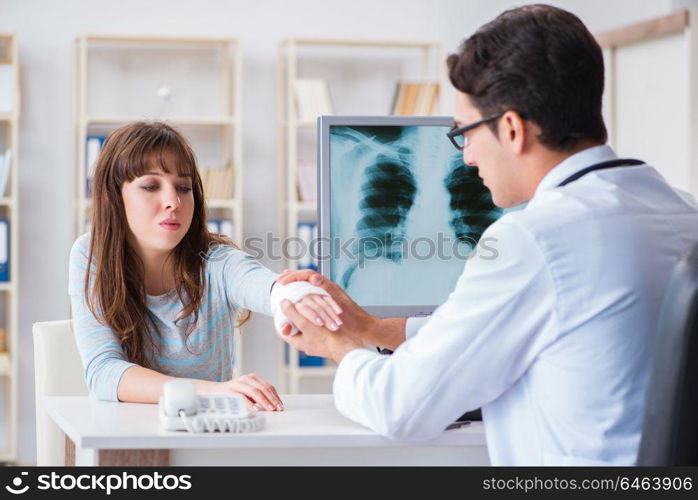 Young woman visiting radiologist for x-ray exam