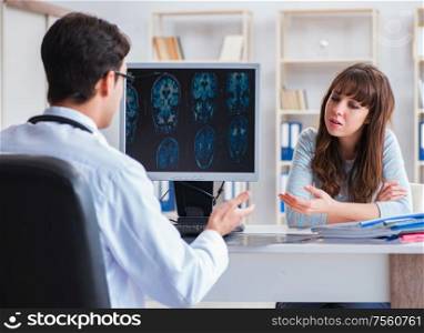 Young woman visiting radiologist for x-ray exam. The young woman visiting radiologist for x-ray exam