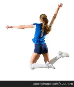 Young woman voleyball player isolated (ver without ball and net)