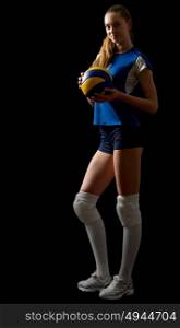 Young woman volleyball player isolated