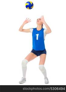 Young woman volleyball player isolated