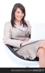 Young woman waiting for an interview