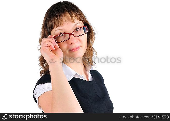 young woman wearing glasses