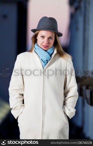 Young woman wearing hat, portrait