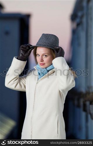 Young woman wearing hat, portrait