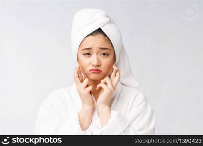 Young woman who be troubled with healthy problem. beauty and healthcare concept. Young woman who be troubled with healthy problem. beauty and healthcare concept.