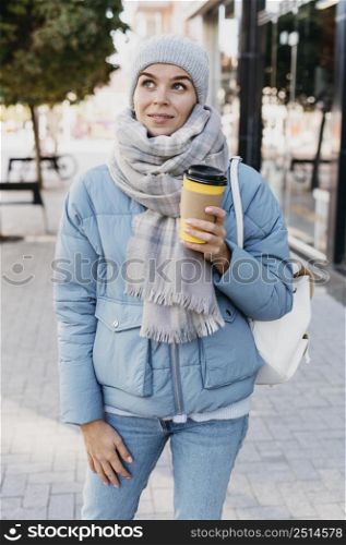 young woman winter clothes outdoors 2
