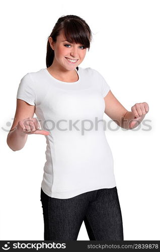 Young woman with a white t-shirt for message