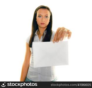young woman with an empty envelope