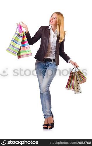 Young woman with bags after shopping