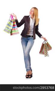 Young woman with bags after shopping