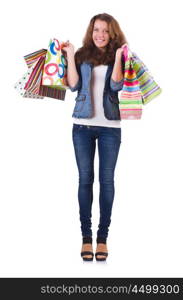 Young woman with bags after shopping