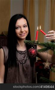 young woman with christmas christmas