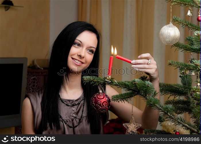 young woman with christmas christmas
