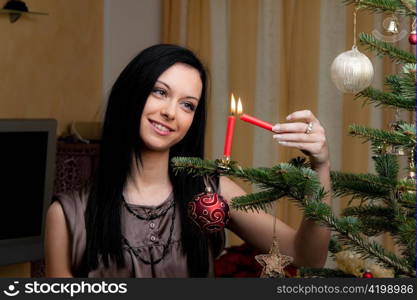 young woman with christmas christmas