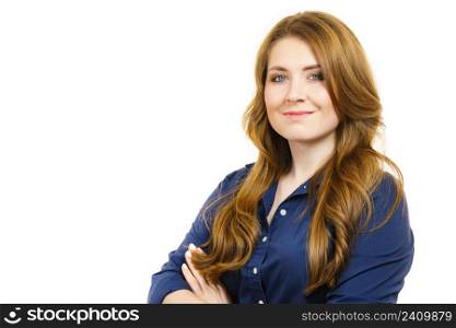 Young woman with long healthy brown hair. Woman with long healthy brown hair