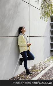 young woman with mobile outdoor 2