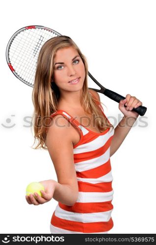 young woman with racket