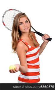 young woman with racket