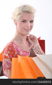 Young woman with store bags