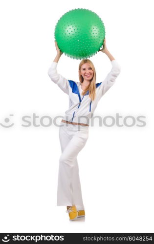 Young woman with swiss ball