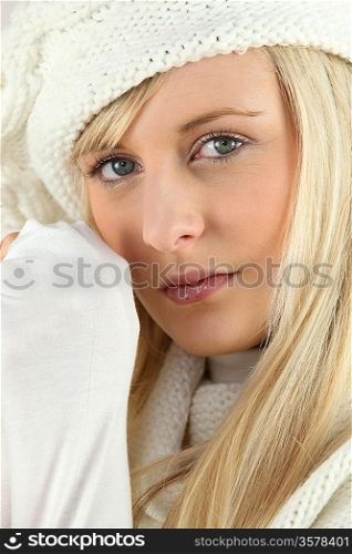 Young woman with wool cap